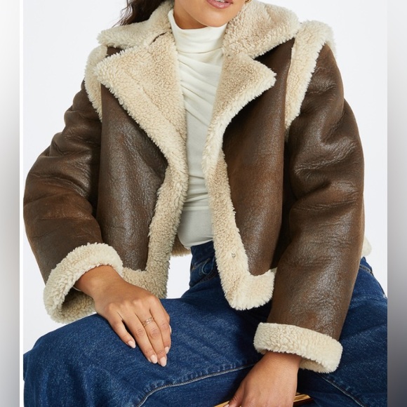 4 In 1 Shearling Faux Leather Long Coat - NWT!!! - Picture 15 of 15